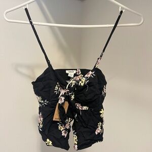 Garage Flowy Knot-Front Floral Cami - Size XXS